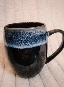 Large Black & Blue Ceramic Coffee Mug Handmade Style 16 Oz Dishwasher Safe - Picture 1 of 2