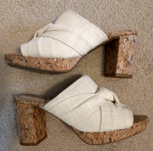 LifeStride Women's LAGUNA Platform Linen Slides Sandals Cream - 8M NWOB - Picture 1 of 9