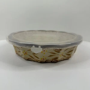 Temp-tations Alte Welt Braun 9" Geriffelte Kuchenplatte Schale Bäcker Tarte Quiche, mit Deckel - Bild 1 von 9