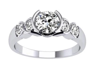 Natural Diamond Bezel Set Solitaire Engagement Ring I1 J 1.15 Ct 14K White Gold - Picture 1 of 5