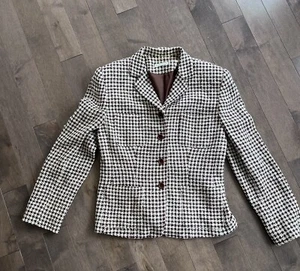 Vintage Ann Taylor Brown Houndstooth Blazer Jack Size Small - Picture 1 of 8