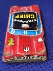Old Tin Fire Dept CHIEF Toy Car Made In Japan  VINTAGE (very used) Great Patina