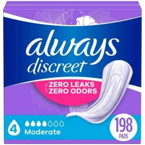Always Discreet Women's Incontinence Pads - Moderate, 4 Drop - 198 Count - Picture 1 of 5