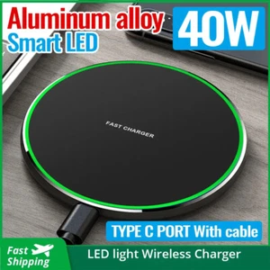 Wireless Fast Charger Charging Pad Dock for Samsung iPhone Android Cell Phone - Picture 1 of 12