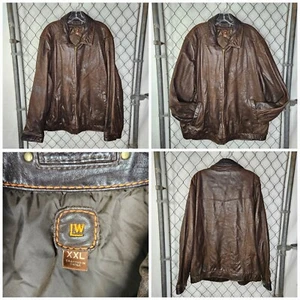 LW Wilson Leather Heavy Brown Bomber Lederjacke mit Innentaschen 2XL XXL EUC - Bild 1 von 10