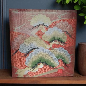 Vintage Japan Brocade Fabric Covered Photo Album Orange Gold Metallic Large - Picture 1 of 14