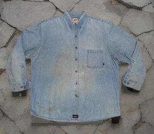Vintage Thrashed 90s Dickies 2XL Jeanshemd Texas Schweißer Patina Workwear Zombie - Bild 1 von 23