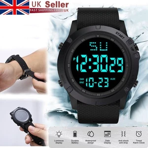 Mens Military Sports Watch LED Screen Large Digital Face Water Resist Wristwatch - Picture 1 of 16