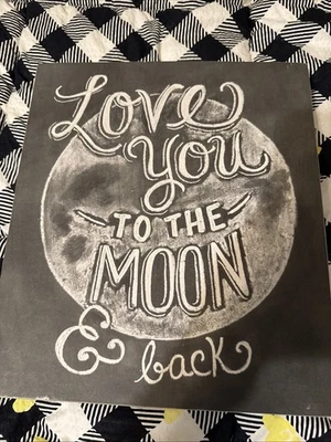 Wooden Sign LOVE You to The MOON and Back 12"×13" AND 2" Deep - Image 1 of 2
