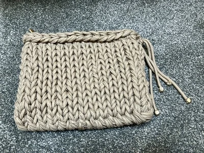 Sondra Roberts Square Brown Tan Braided Raffia Clutch Bag Purse - Image 1 of 3