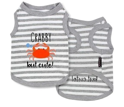 Parisian Pet Unisex Dog Tshirt - Embroidered “ Crabby but Cute“ Tank Top  - Image 1 of 3