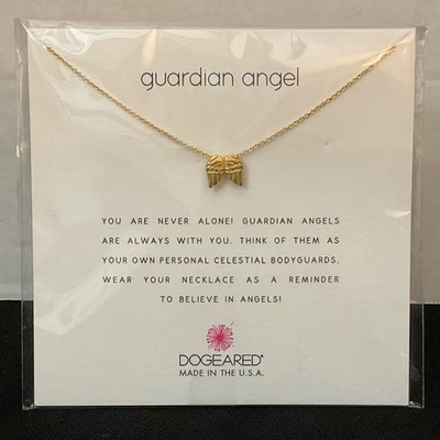 Collar Alas de Ángel de la Guarda ‘You Are Never Alone’ Tono Dorado DOGEARED 16”+ NUEVO CON ETIQUETAS Foto 1 de 3