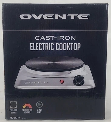 Ovente Cast-Iron Electric Cooktop 1000-Watt 7-Inch Plate Stainless Steel Housing - Image 1 of 2