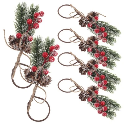  6 Pezzi Porta Tovaglioli Autunno Fiocco Decorazioni Festa Anello Tovagliolo Natale - Immagine 1 di 4