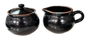 VINTAGE DANSK BLACK MESA GRAVY SUGAR & CREAMER W/ LID STONEWARE - Picture 1 of 6