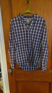 Arizona Jean Co. Mens Size Med 100% Cotton Brown Plaid Button-Down Shirt - Picture 1 of 3