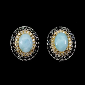 Sommer 925 Silber Ohrringe Oval Larimar 7x5mm Opal Natürlicher Edelstein Schmuck - Bild 1 von 13