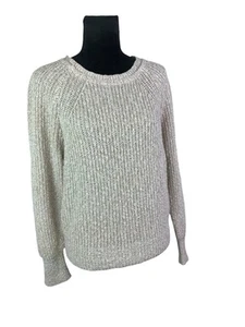 Suéter tejido grueso beige marfil mezcla lino Free People talla M - Imagen 1 de 12