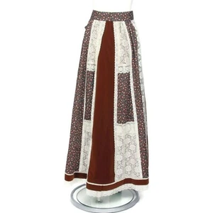 Vtg 1970's Cottagecore Patchwork Maxi Skirt Lace Calico Floral Velvet XXS/XS 301 - Picture 1 of 7
