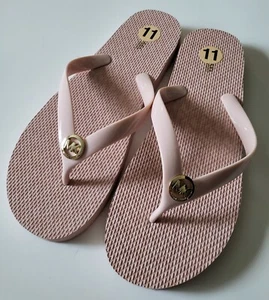 Michael Kors Womens Jinx Logo Flip Flops Sandals Size 7 8 9 10 11 Black Pink Red - Picture 1 of 14