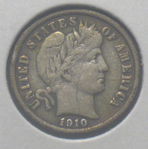 1910-S U.S. Silver Barber Dime 10c XF Details 90% Silver*Scratch Obverse Cover