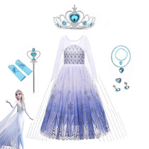Costume Frozen Toddler Kids Girls Snow Queen Elsa Anna Deluxe Dress Up Birthday - Picture 1 of 13