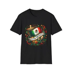 Viva Mexico T-Shirt, Unisex Softstyle Tee for Cinco de Mayo, Festival Wear, - Picture 1 of 25