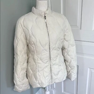 Kate Hill Women's Quilted White Jacket Feather Filled Size XL - Picture 1 of 4