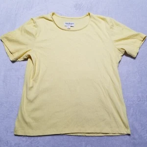 Norm Thompson Womens Small Top Yellow Textured Short Sleeve Round Neck - Picture 1 of 6