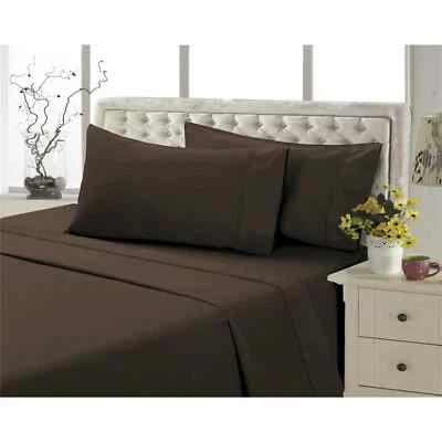 SWEET HOME COLLECTION Queen Size Bedding Sheets & Pillowcase 4-Piece Set, Brown