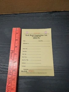 Rock Road Construction, Ltd. CHICAGO, ILL. Order Tickets - Picture 1 of 5