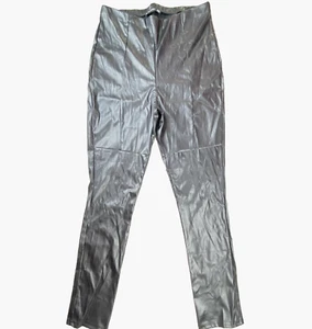 Pretty Little Things Faux Leather Pants Womens 12 Black PU High Rise Stretch GUC - Picture 1 of 11