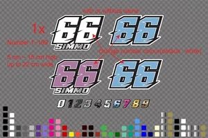 Custom Race Racing Number Name Sticker Decal Vinyl Racing Dirt bike MX Motocross - Picture 1 of 1