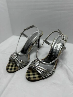 BURBERRY женщин ремень 3,5 в шпильке каблук бренд цвет размер 39 1/2 серебро - Изображение 1 из 4