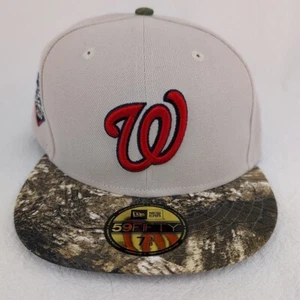 NUEVA ERA 5950 SOMBRERO AJUSTADO DE LOS NACIONALES DE WASHINGTON PARCHE LATERAL CAMUFLAJE ÁRBOL REAL 7-3/8 - Imagen 1 de 5
