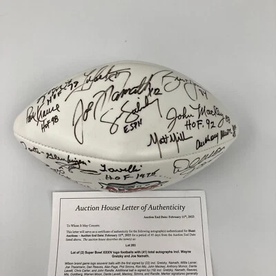 Joe Namath & Wayne Gretzky Super Bowl XXXIV Multi Signed Football JSA COA - Image 1 of 4