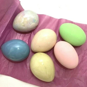 Vintage 6 Keramik Eier Perlenglanz massiv matt lackiert Ostereier Handarbeit NEU - Bild 1 von 9