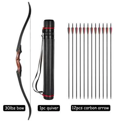 Juego de arco y flecha de madera recurva profesional de 30/40/45/50 libras Foto 1 de 4