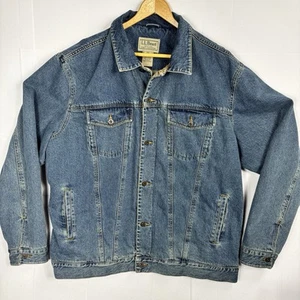 Vintage LL Bean Mens Size XXL Denim Jacket Corduroy Trim Cotton Lining Trucker - Picture 1 of 9