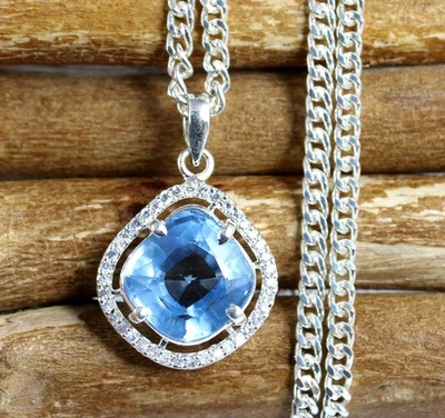 Colgante Certificado Piedras Preciosas Cojín Aguamarina Natural 13.81 Ct Última Colección Foto 1 de 4