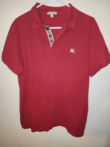 Burberry Brit Short Sleeve Red Logo Polo Shirt Men’s Large Nova Check - Picture 1 of 4