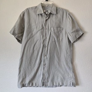 NWOT Joseph Abboud 100% Linen Button Down Shirt Men's Sz Medium Gray Polo Career - Picture 1 of 10