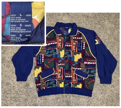 Jaqueta corta-vento vintage CATALINA abstrata retrô colorblock anos 90 patchwork G - Imagem 1 de 4