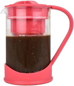Spigo Cold Brew Coffee Maker with Borosilicate Glass Pitcher, Red, 1 Liter, 8x5 - Picture 1 of 6