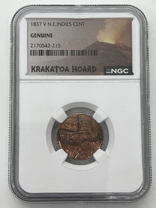 1837 V N.E. Indies Cent NGC GENUINE Krakatoa Hoard Copper Coin - Volcano Find 🌋 - Picture 1 of 3