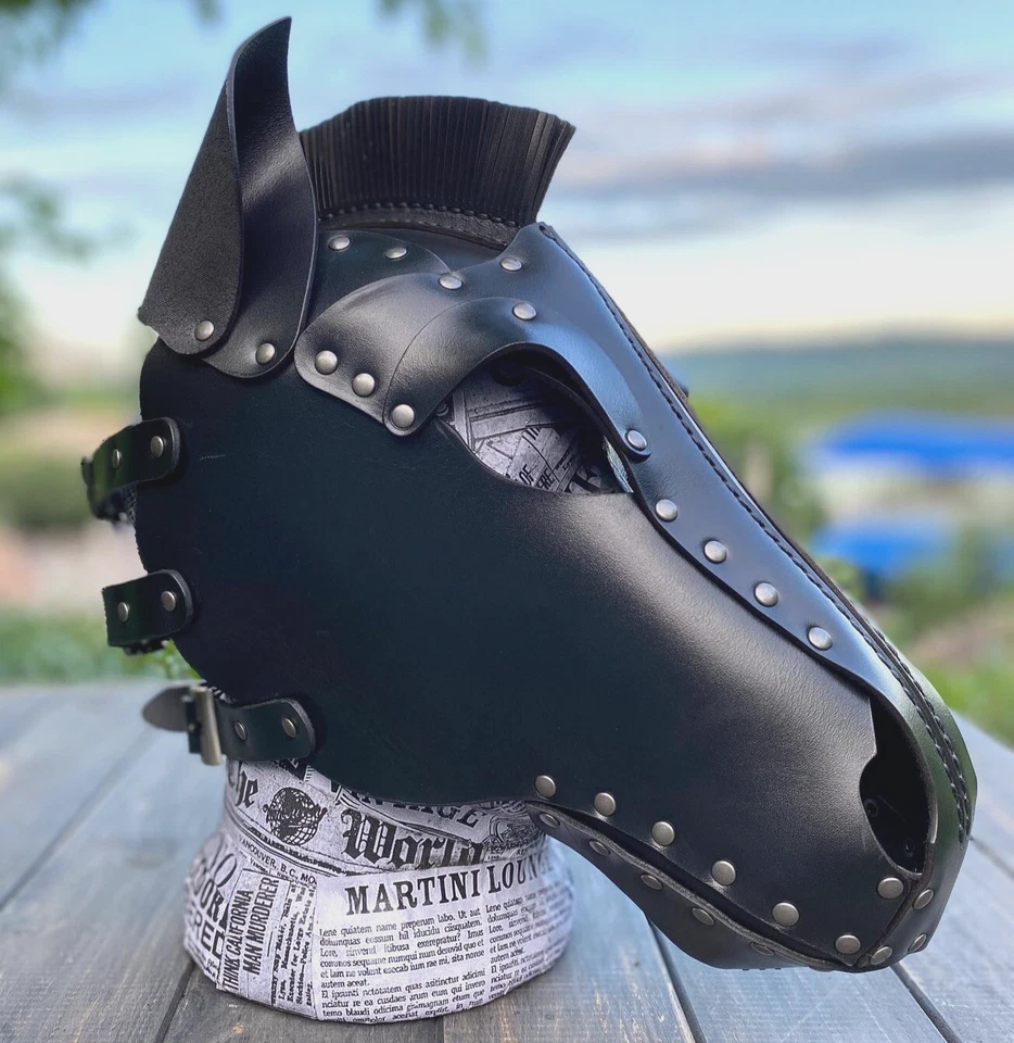 Genuine Leather Handmade Horse Pony Mask, Pony Hood  Leather Costume - Image 1 of 4