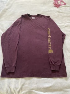 Camiseta Carhartt Para Hombres XL Suelta Peso Pesado Manga Larga Logo Manga Borgoña - Imagen 1 de 9