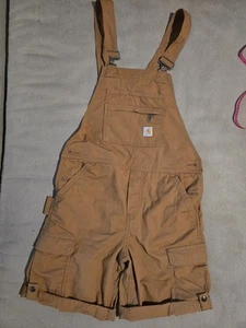 Carhartt Rugged Flex Canvas Shortall Women's XS 0-2 Brown Bib Overalls Shorts - Picture 1 of 6