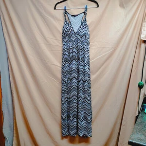 Heart Soul Womens Size M Medium Black & White Zig-Zag Braided Strap Maxi Dress - Picture 1 of 16