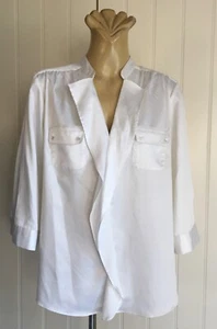 TOP Off white 3/4 sleeve Pockets Liz Jordan SzXL Designer Corporate Classic Chic - Picture 1 of 8